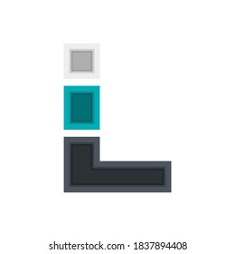  L vector font alphabet, modern dynamic design. Black, irish blue, white color. For; design elements; logo,  creative poster, corporate identity, application etc.
