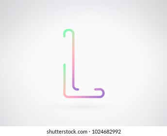 L vector font letter alphabet. Playful color dynamic flat design with brilliant smooth gradient for your unique elements design ; logo, headline, corporate identity, application, joyful poster & more