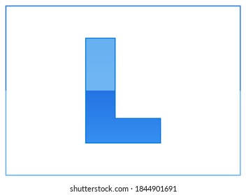 L vector font, made of dark and light blue colors. For letter logo, brand label, creative poster and more. İsolated illustration with thin frame on white background
