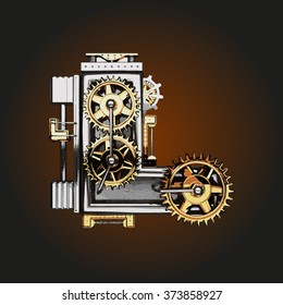 l vector letter with gears