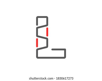 L vector letter, modern desing. Line stroke, unique font. For poster, logo, brand label etc. Eps10 illustration      