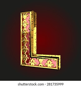 l vector red letter with gold