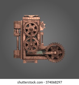 l vector rusted letter with gears