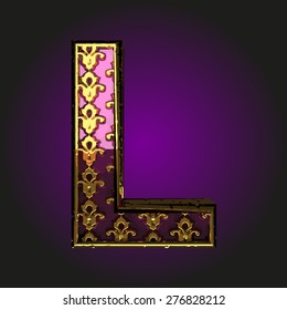 l  vector violet letter with gold