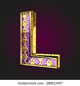 l vector violet letter with gold