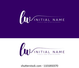 L W Initial handwriting logo vector. Hand lettering for designs.
