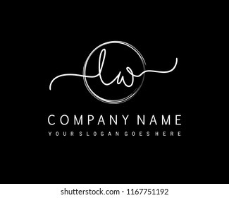 L W Initial handwriting logo vector