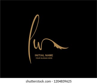 L W Initial Handwriting Logo Template
