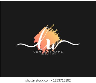 L W Initial handwriting logo vector