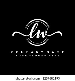 L W Initial handwriting logo vector