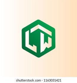 L W Initial letter hexagonal logo vector