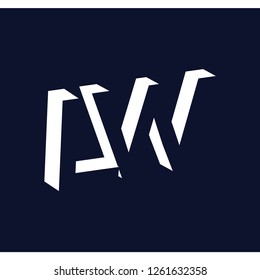 L W initial letter with negative space logo icon vector template