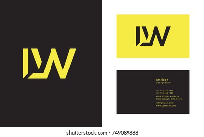 L W joint logo design with business card template