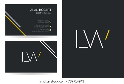 L & W joint logo design vector with business card template