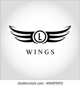 L wings letter logo vector ( monogram, sign, symbol, icon, emblem, stamp) 