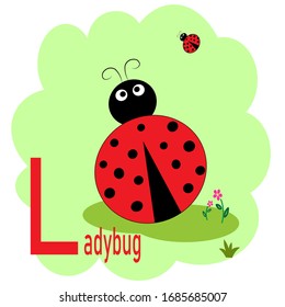 L word for ladybug animal alphabet illustration 