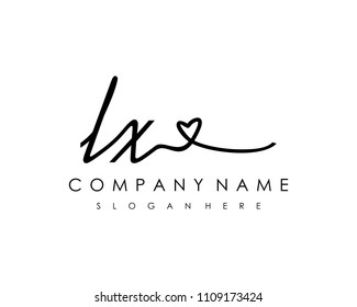 L X Initial handwriting logo vector