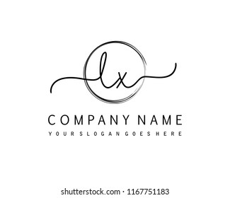 L X Initial handwriting logo vector