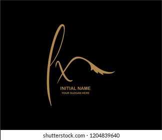L X Initial Handwriting Logo Template