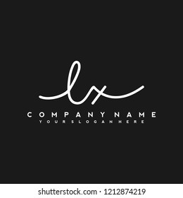 L X Initial handwriting logo vector