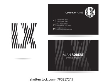 L & X joint logo line letter design with business card template