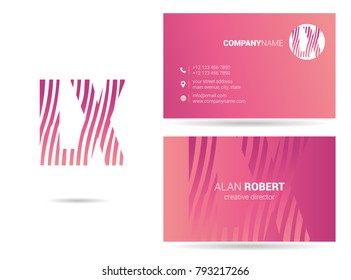 L & X joint logo line letter design with business card template