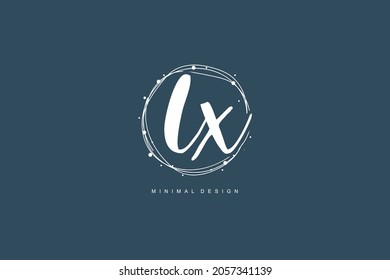 L X LX logo, Initial lettering handwriting or handwritten for identity. Logo with signature and hand drawn style.