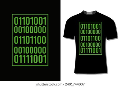 I L Y Binary Code Computer Programmer T-Shirt Design für Print, Poster, Karte, Becher, Flaggen, Einladung und Party.