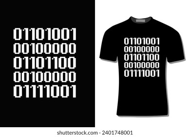 I L Y Binary Code Computer Programmer T-Shirt Design für Print, Poster, Karte, Becher, Flaggen, Einladung und Party.