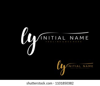 L Y Initial handwriting logo vector. Hand lettering for designs.