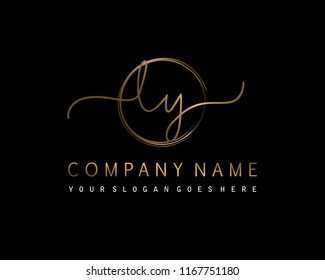 L Y Initial handwriting logo vector