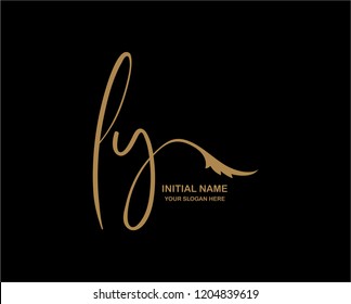 L Y Initial Handwriting Logo Template