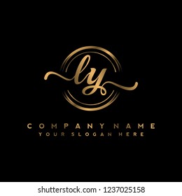 L Y Initial handwriting logo vector