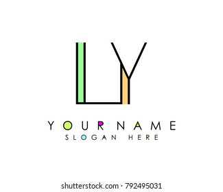 L & Y initial minimalist logo template vector