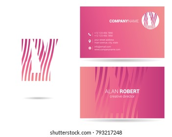 L & Y joint logo line letter design with business card template