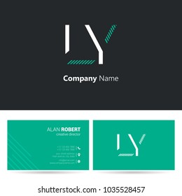L & Y joint logo stroke letter design with business card template
