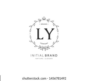 L Y LY Beauty vector initial logo, handwriting logo of initial signature, wedding, fashion, jewerly, boutique, floral and botanical with creative template for any company or business.