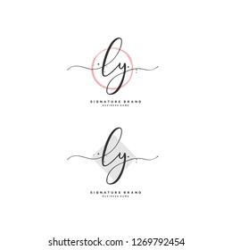 L Y LY Initial letter handwriting and  signature logo.