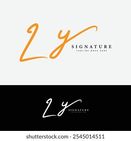 L, Y, LY Logotipo inicial da letra. Logotipo da assinatura manuscrita do Alphabet LY