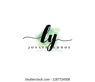 L Y LY Initial watercolor logo