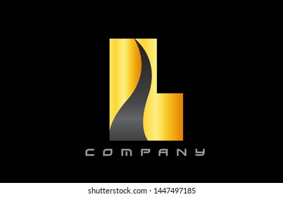 L yellow black alphabet letter logo design suitable for a company or business