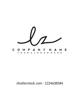 L Z Initial handwriting logo vector