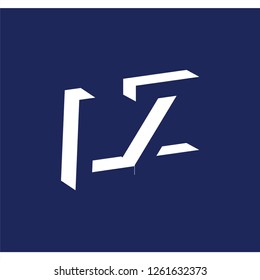 L Z initial letter with negative space logo icon vector template