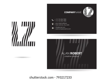 L & Z joint logo line letter design with business card template
