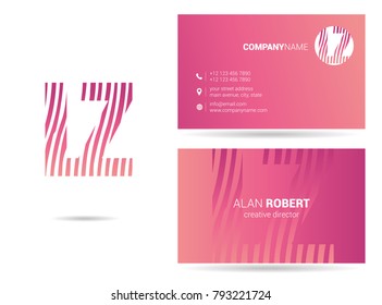 L & Z joint logo line letter design with business card template