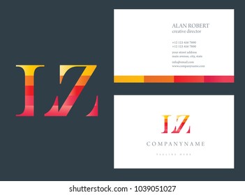 L & Z joint logo multi color letters with business card template