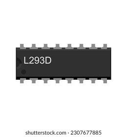 L293D Dual Motor Driver IC Vector Illustration - A professional and detailed vector graphic depicting the layout and components of the L293D