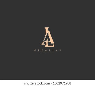 LA AL Letter Abstract Rough Distressed Monogram Logo