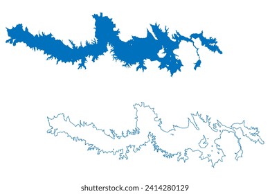 La Boquilla Lake (Mexico, United Mexican States) map vector illustration, scribble sketch Reservoir Presa de la Boquilla Dam map