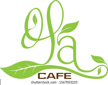 La Cafe Green leaf Logo Design